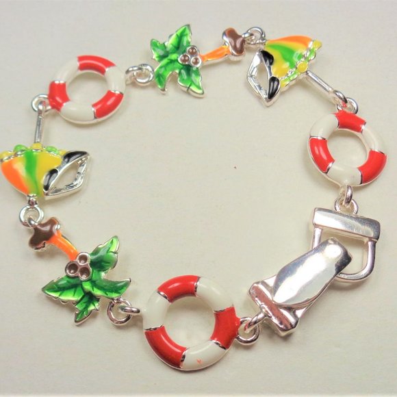 NAUTICAL THEME UMBRELLA & PALM TREES SEA BRACELET - Picture 8 of 8